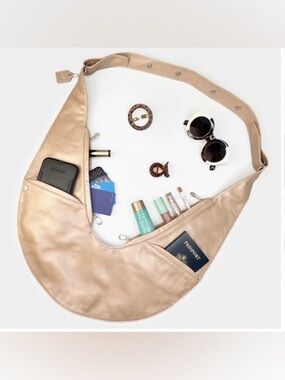 NWT Sash 24K Gold Lambskin Leather RFID Crossbody Bag w/ Packaging